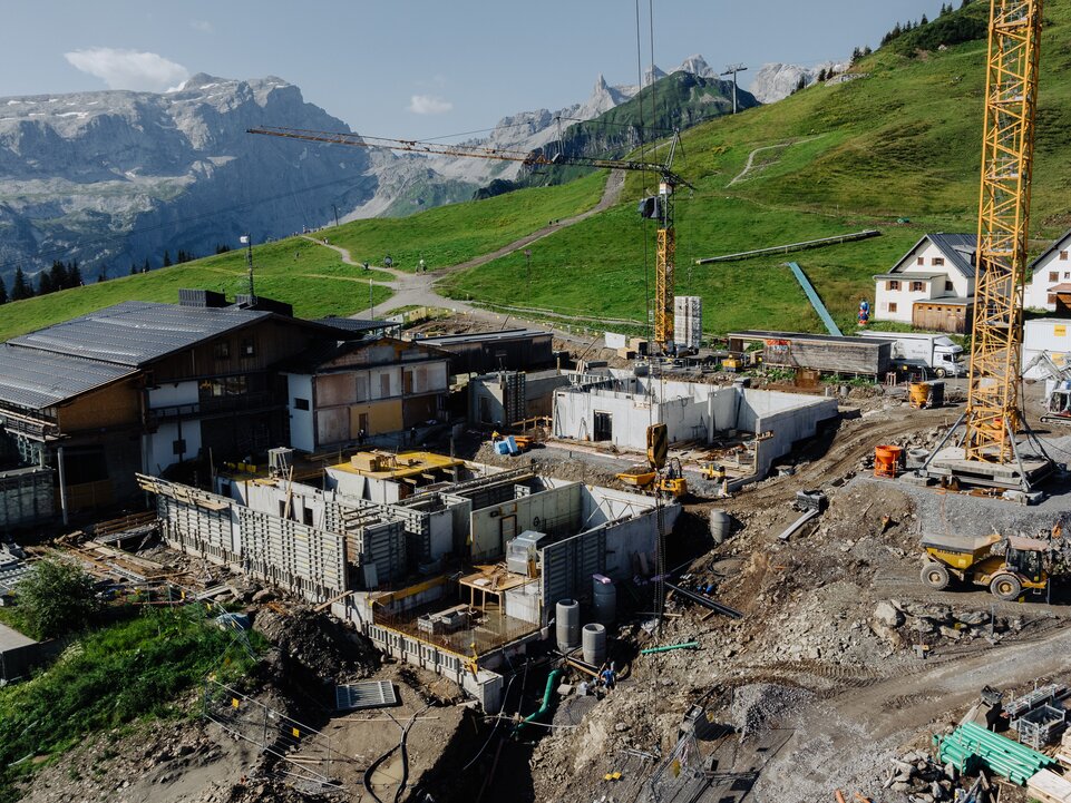Baustelle Neubau Bergrestaurant Grüneck | © Golm Silvretta Lünersee Tourismus GmbH Bregenz, Philipp Schilcher