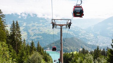 Golmerbahn cable car on the Erlebnisberg Golm in the Montafon, surrounded by alpine mountain scenery | © Golm Silvretta Lünersee Tourismus GmbH Bregenz, Mathaeus Gartner