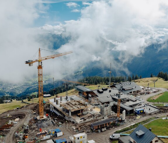 Baustelle Neubau Bergrestaurant Grüneck | © Golm Silvretta Lünersee Tourismus GmbH Bregenz, Philipp Schilcher Luftaufnahme von der Baustelle Neubau Bergrestaurant Grüneck | © Golm Silvretta Lünersee Tourismus GmbH Bregenz, Philipp Schilcher