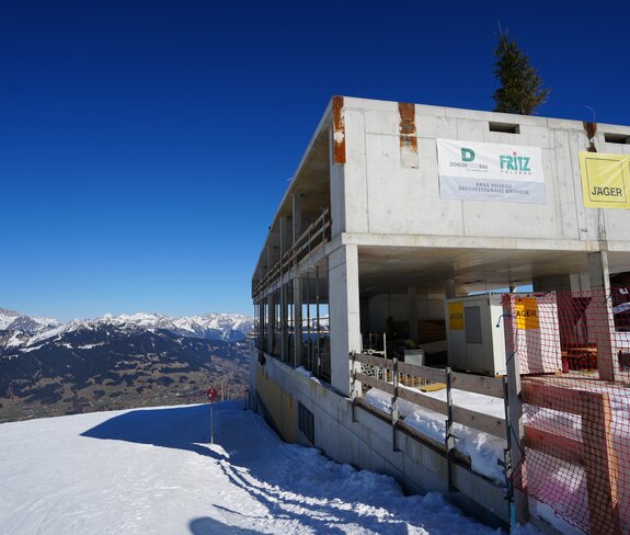Baustelle Neubau Bergrestaurant Grüneck | © Golm Silvretta Lünersee Tourismus GmbH Bregenz, Veronika Grüner Winteraufnahme von der Baustelle Neubau Bergrestaurant Grüneck | © Golm Silvretta Lünersee Tourismus GmbH Bregenz, Veronika Grüner