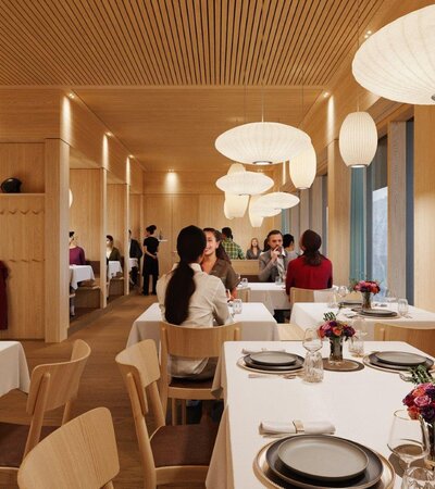 Rendering von der Inneneinrichtung des Neubaus vom Restaurant Grüneck | © Golm Silvretta Lünersee Tourismus GmbH Bregenz
